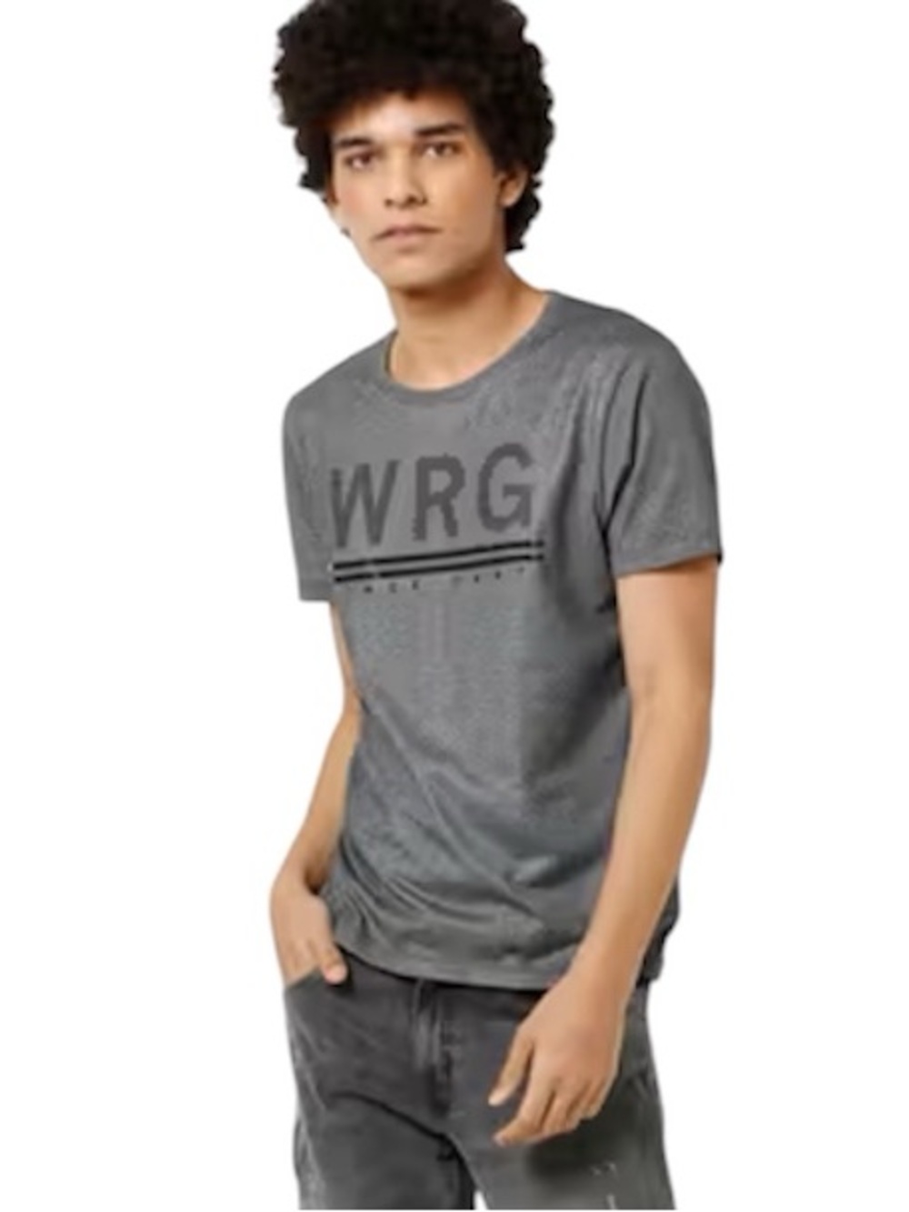 Wrangler Men's Gray WRG Grindle Print T-Shirt Tee Size Large